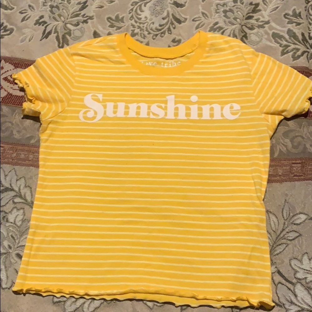 Striped sunshine script lettuce edge crop top